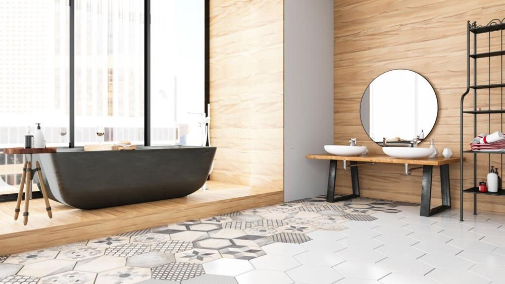 Modern bathroom with ceramic tiles